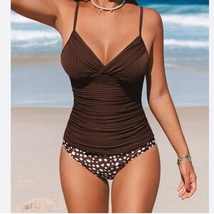 NWT Cupshe Women’s Sugar Dot Large Tankini 2 Piece Swimsuit